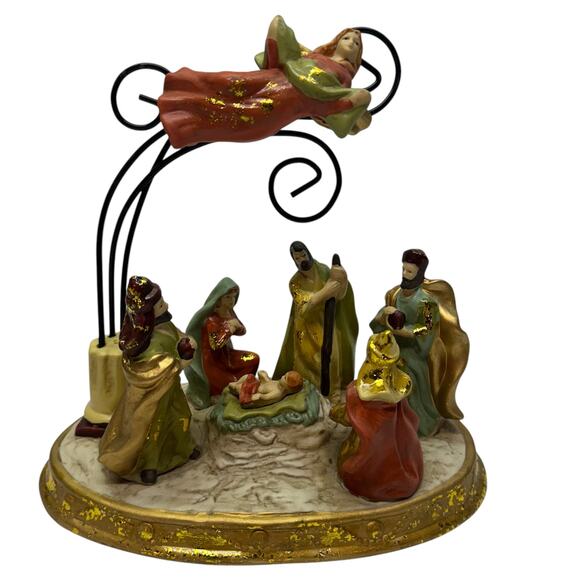 Vintage JC Penny Flying Angel Nativity Porcelain Baby Jesus & 3 Wise Men- Good - Picture 1 of 11